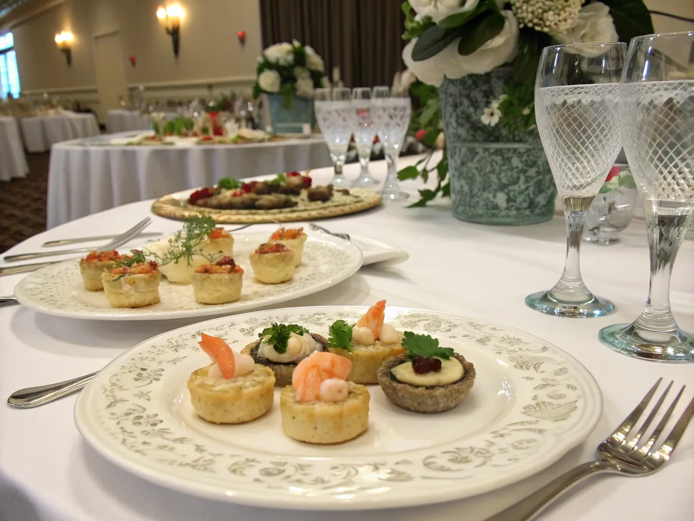 Corporate event catering with elegantly presented appetizers