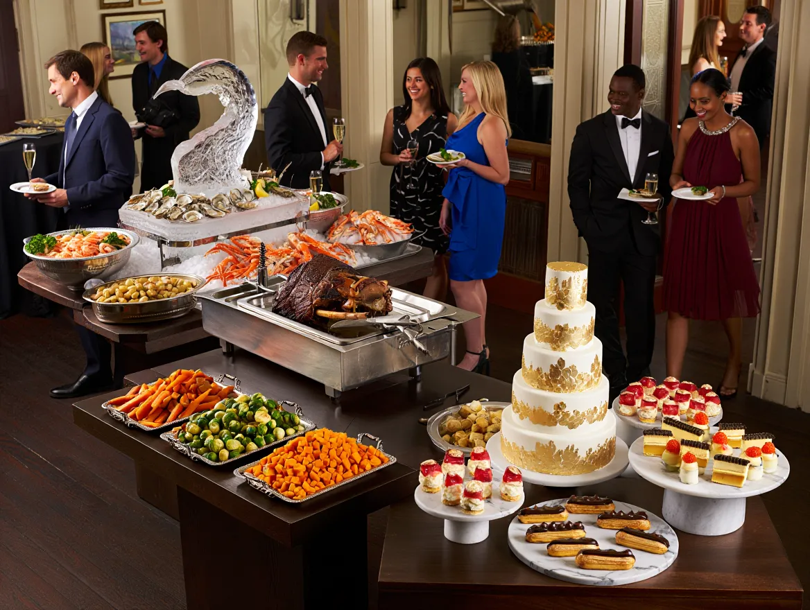 Private party with gourmet food stations